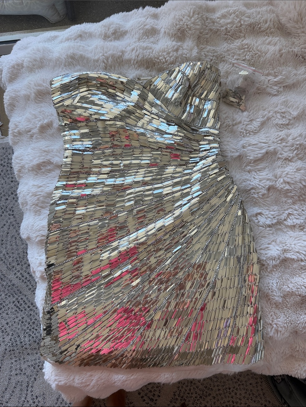 Gold Adrianna papell embellished dress